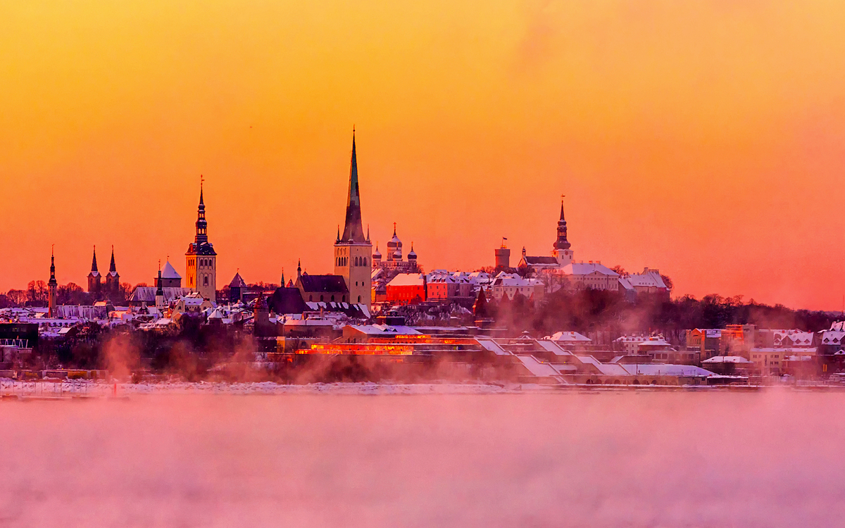 Blick auf Tallinn im Winter