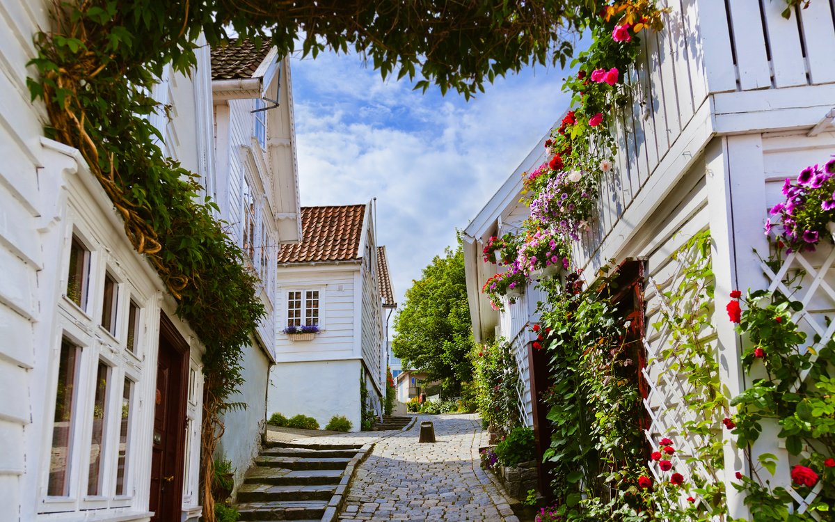 Straße im alten Zentrum von Stavanger